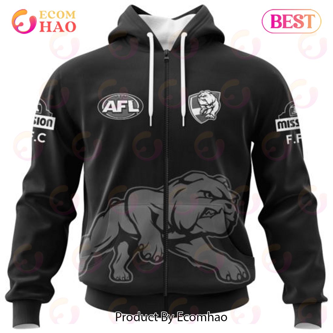 AFL Western Bulldogs Special Monochrome Design 3D Hoodie