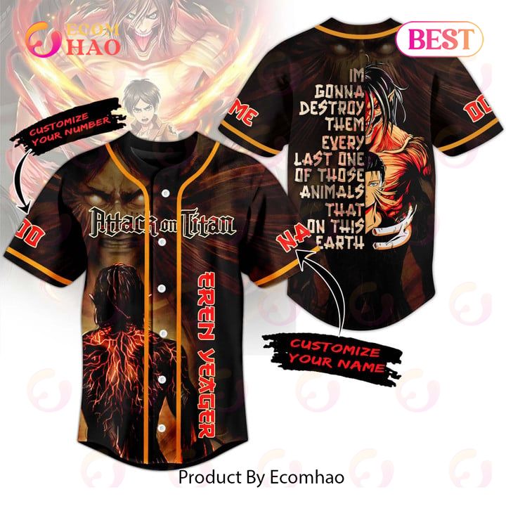 NEW] Attack On Titan Eren Yeager Custom Baseball Jersey