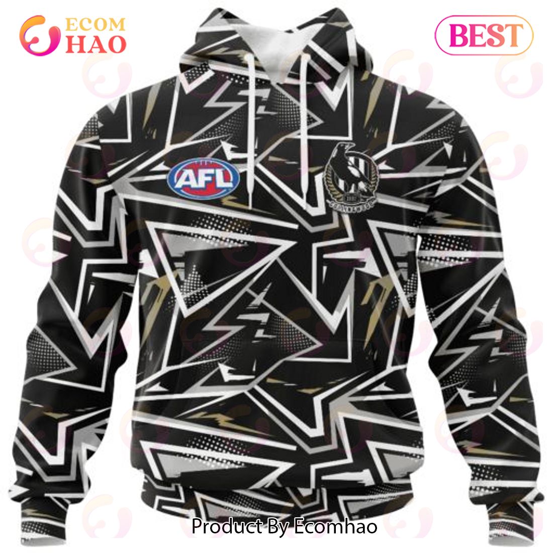 AFL Collingwood Football Club Special Abstract Design Hoodie