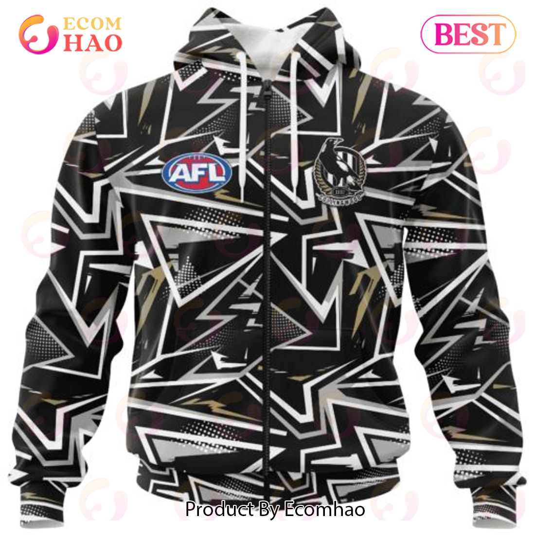 AFL Collingwood Football Club Special Abstract Design Hoodie