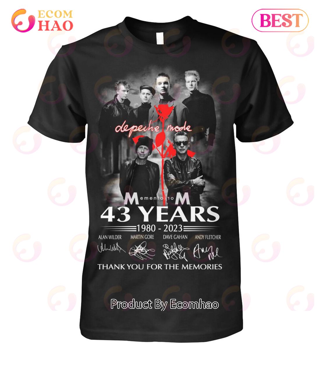 Depeche Mode 43 Years Of 1980 – 2023 Signature Thank You For The Memories T-Shirt