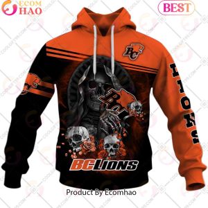 Personalized CFL BC Lions Skull Death Art 3D Hoodie