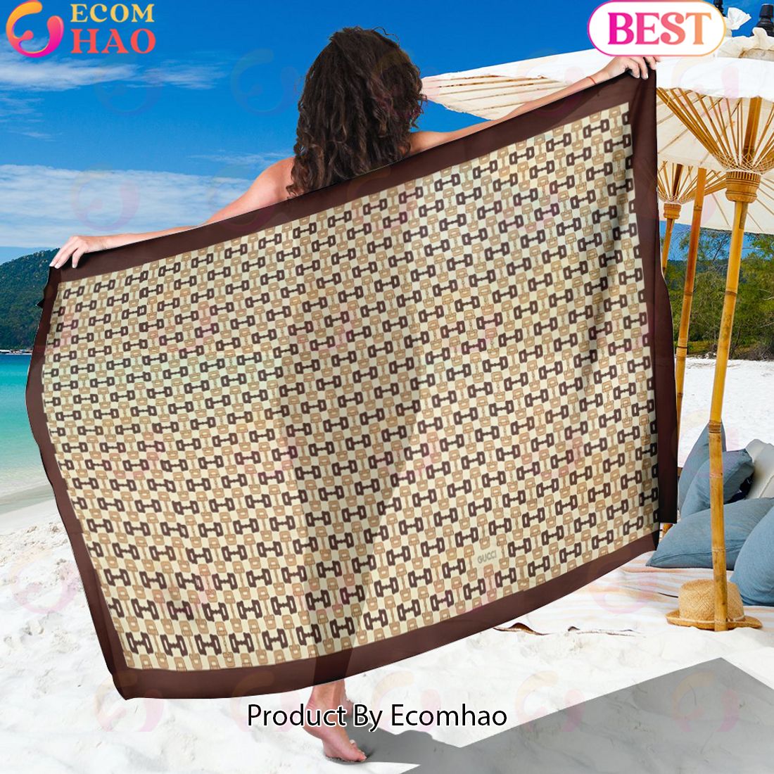 Gucci Beach Sarong Logo Pattern Luxury Items