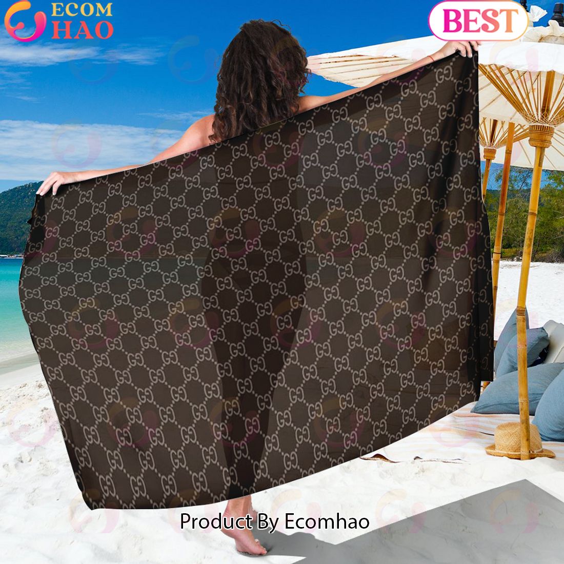 Gucci Sarong Brown Logo Pattern Special Edition Luxury Items