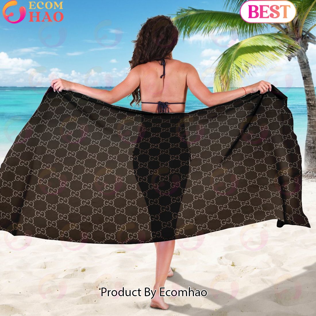 Gucci Sarong Brown Logo Pattern Special Edition Luxury Items