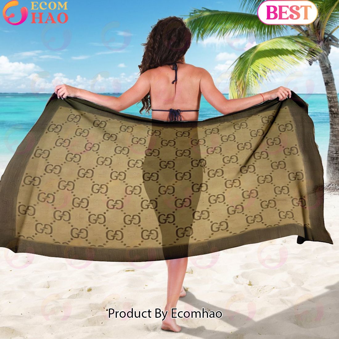 Gucci Sarong Logo Pattern Brown Luxury Items