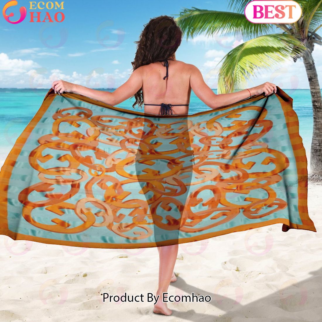 Gucci Sarong Logo Pattern Orange Luxury Items