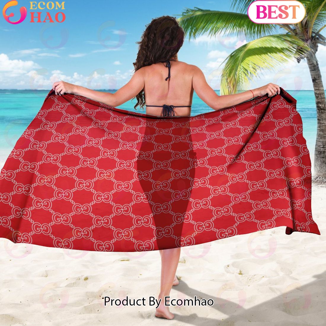 Gucci Sarong Red Logo Pattern Special Edition Luxury Items