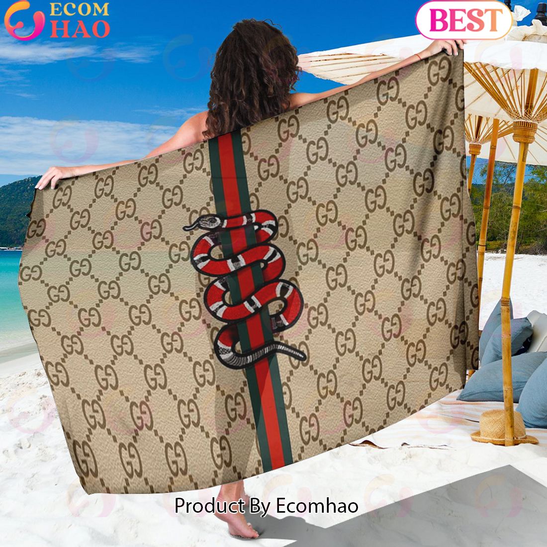 Gucci Sarong Red Snake Logo Pattern Special Edition Luxury Items