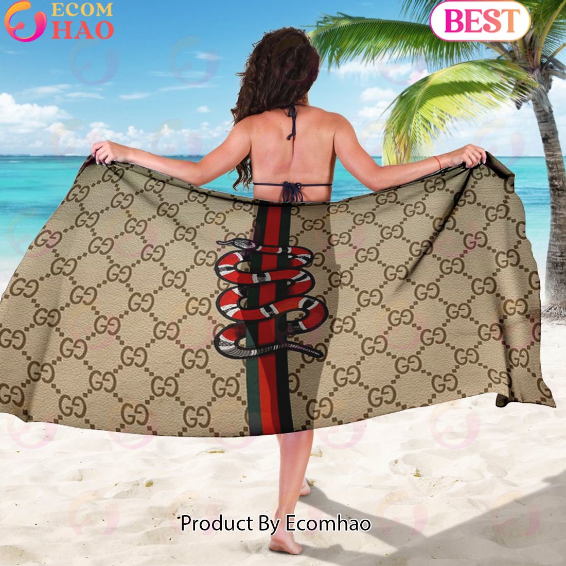 Gucci Sarong Red Snake Logo Pattern Special Edition Luxury Items