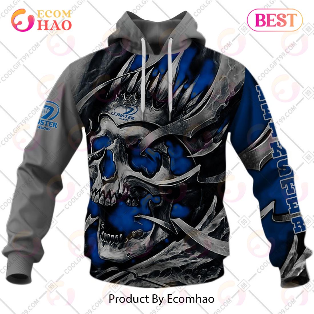 Personalized IRFU Leinster Rugby Metal Skull 3D Hoodie