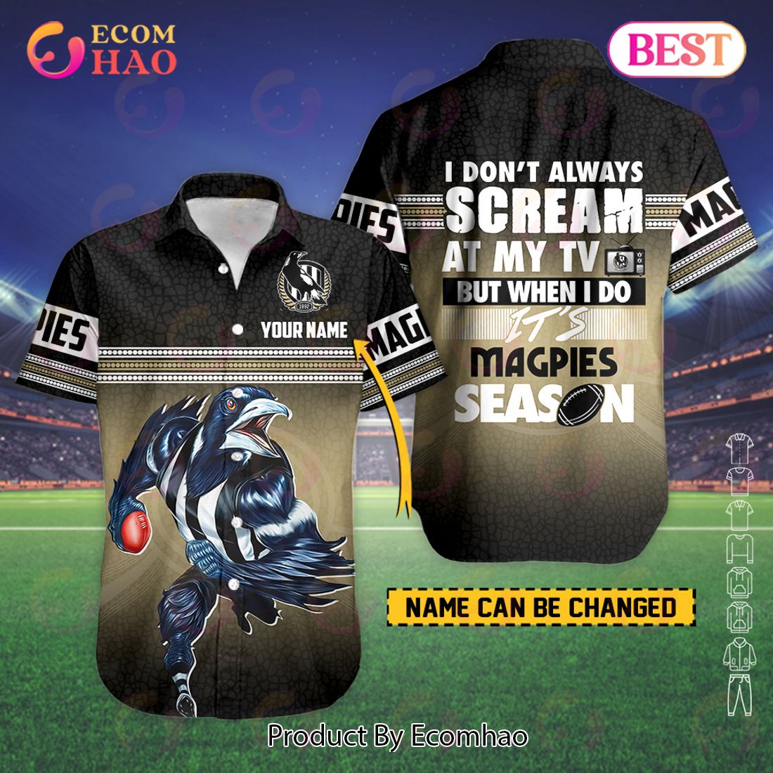 AFL Collingwood Magpies I don’t always scream at my TV But Custom Hawaiian Shirt