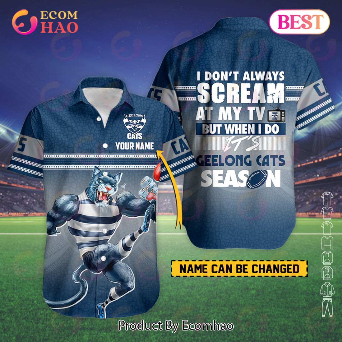 AFL Geelong Cats I don’t always scream at my TV But Custom Name Polo Hawaiian Shirt