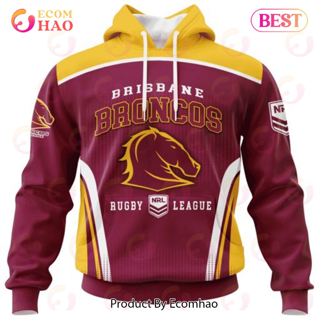 NRL Brisbane Broncos Special Sideline Design 3D Hoodie