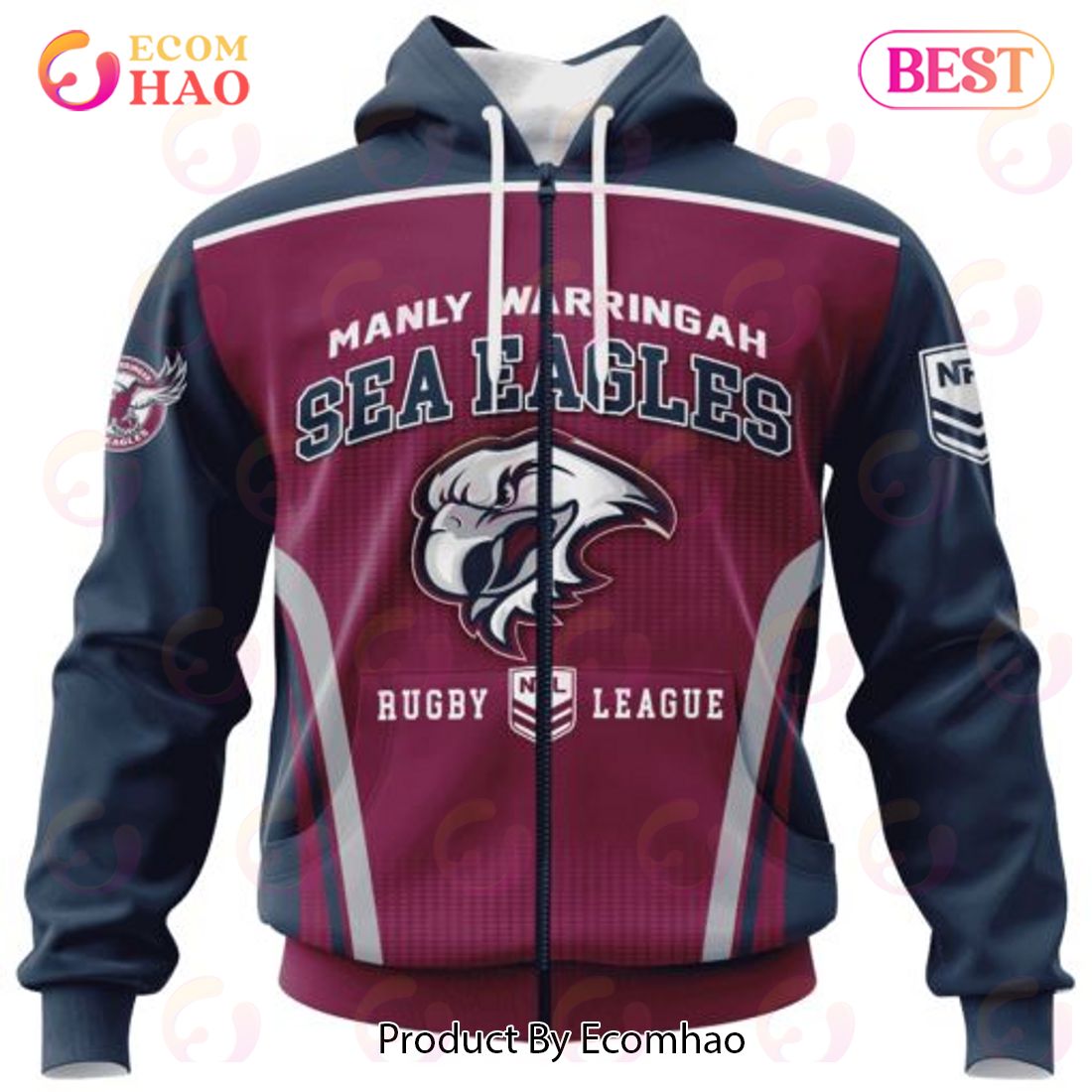 NRL Manly Warringah Sea Eagles Special Sideline Design 3D Hoodie