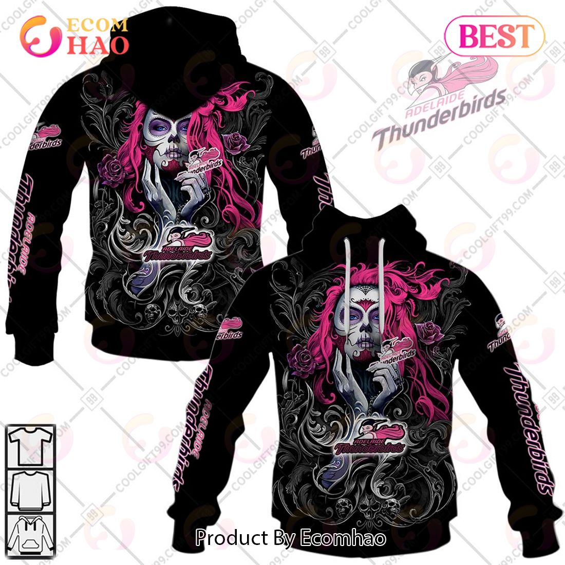 Personalized Netball AU Adelaide Thunderbirds Tattoo Girl Design 3D Hoodie