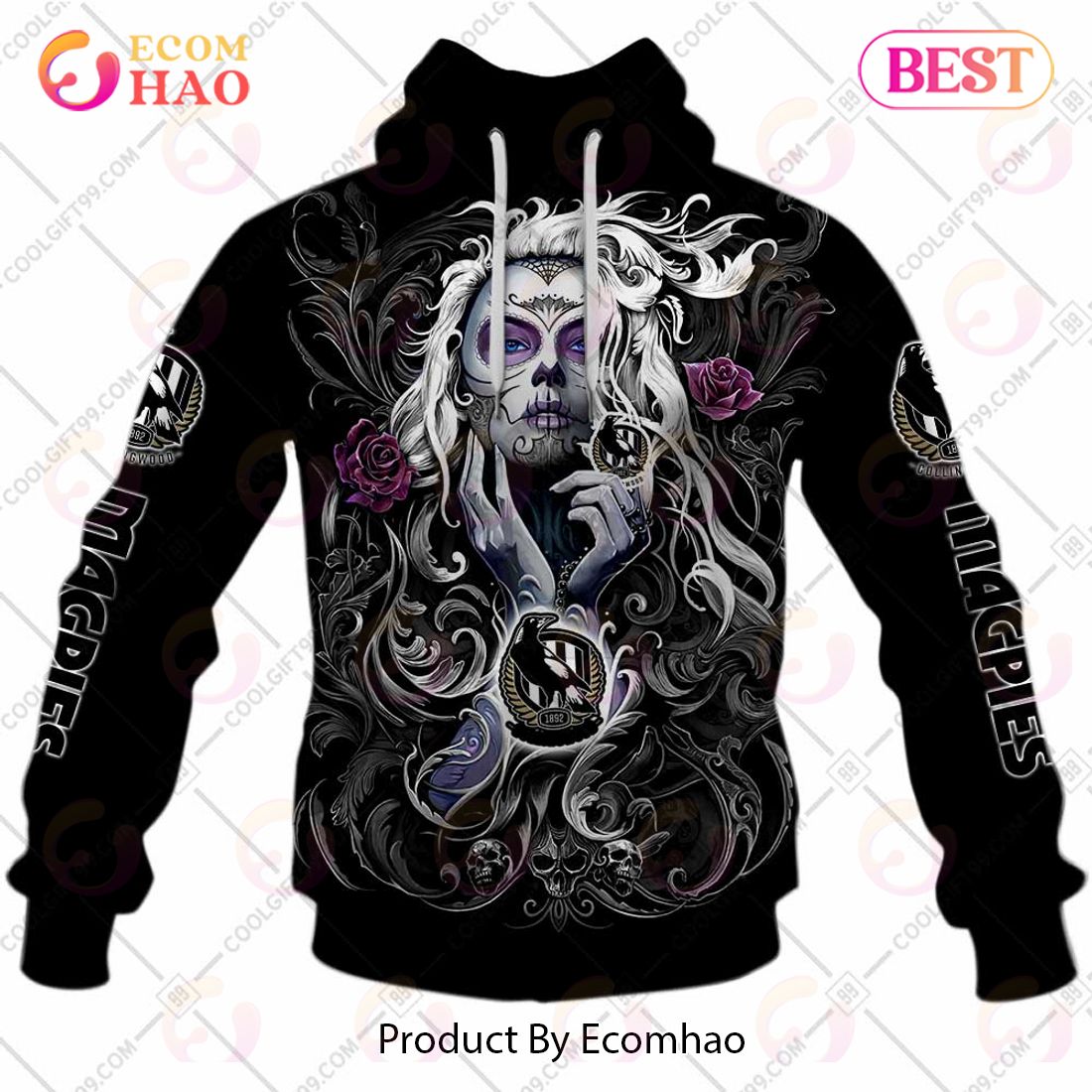 Personalized Netball AU Collingwood Magpies Tattoo Girl Design 3D Hoodie