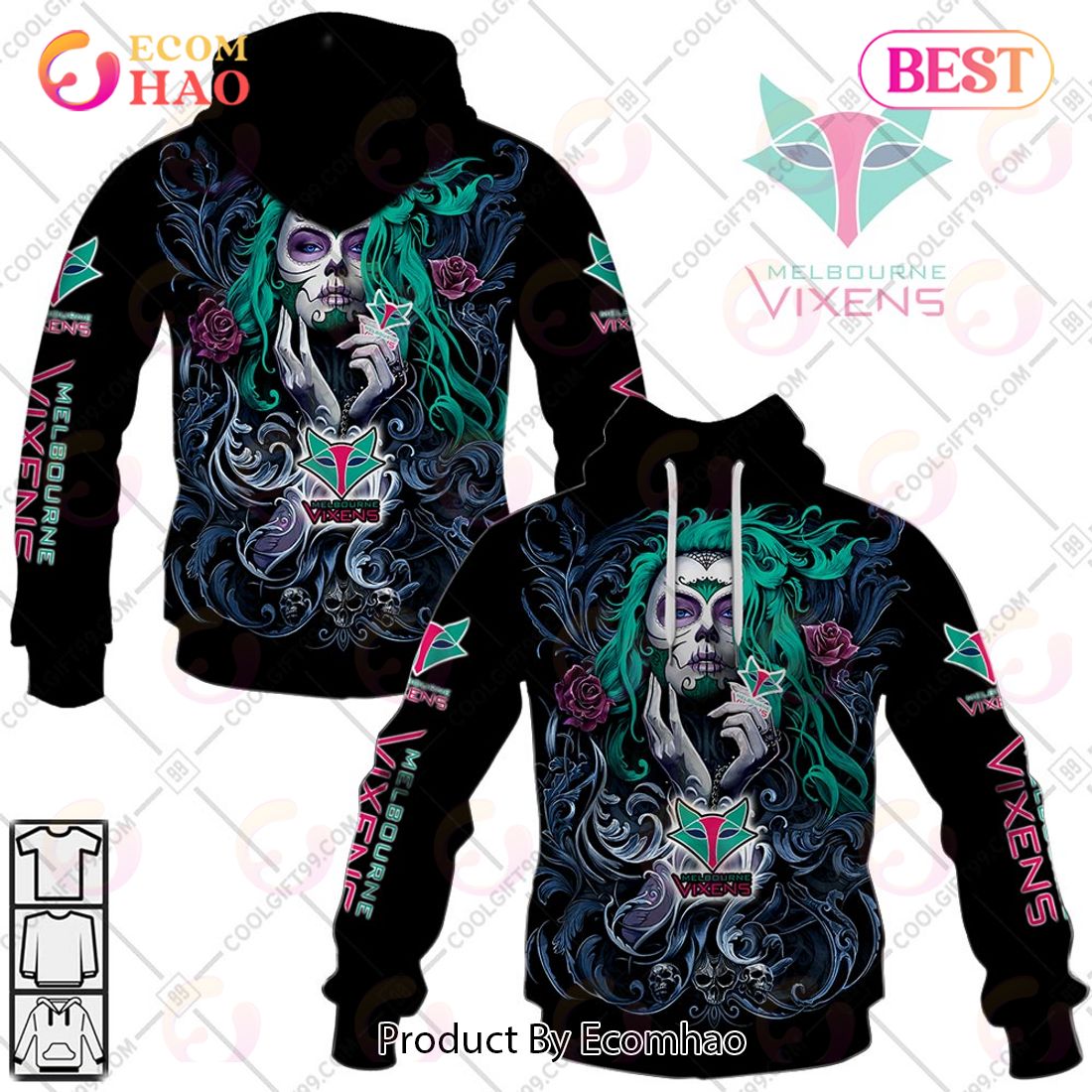 Personalized Netball AU Melbourne Vixens Tattoo Girl Design 3D Hoodie