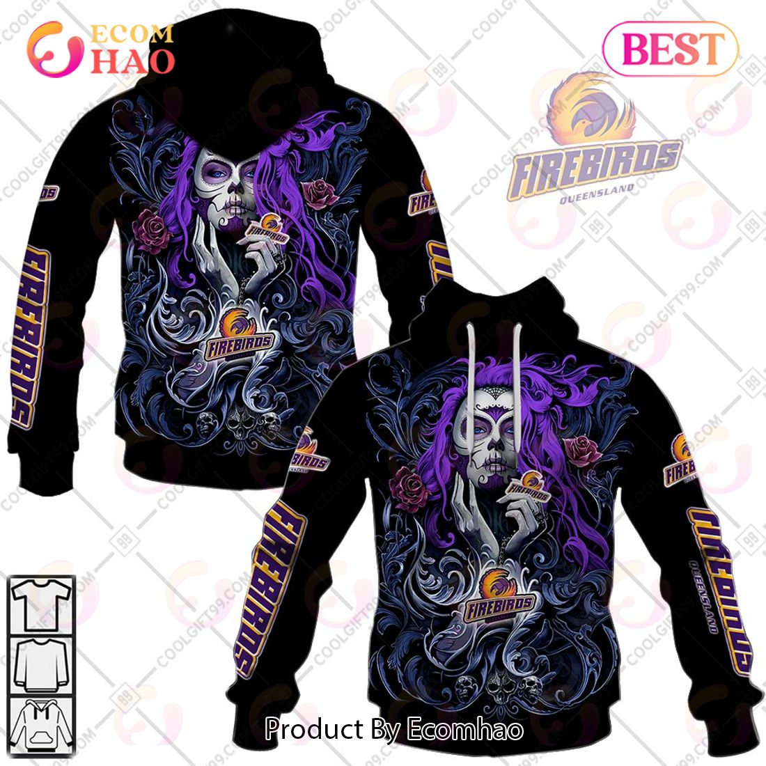 Personalized Netball AU Queensland Firebirds Tattoo Girl Design 3D Hoodie