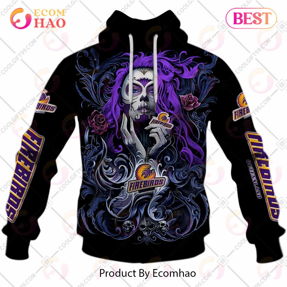 Personalized Netball AU Queensland Firebirds Tattoo Girl Design 3D Hoodie