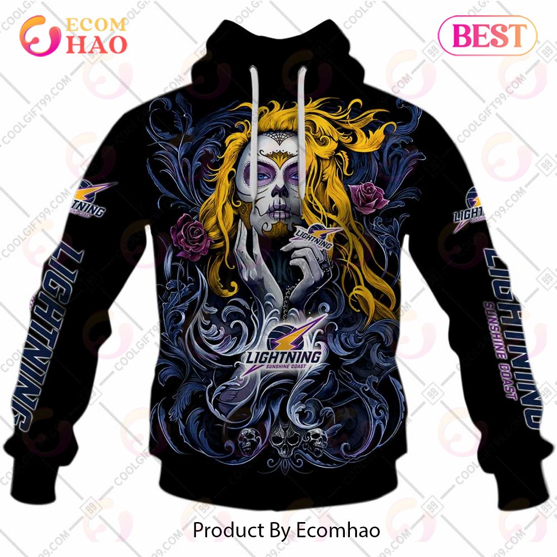 Personalized Netball AU Sunshine Coast Lightning Tattoo Girl Design 3D Hoodie