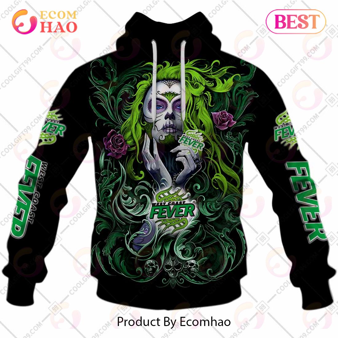 Personalized Netball AU West Coast Fever Tattoo Girl Design 3D Hoodie