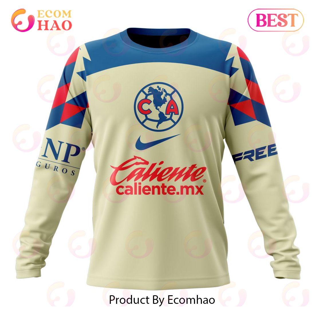 LIGA MX Club America 2023 - 2024 Home Aztec Design Polo Shirt