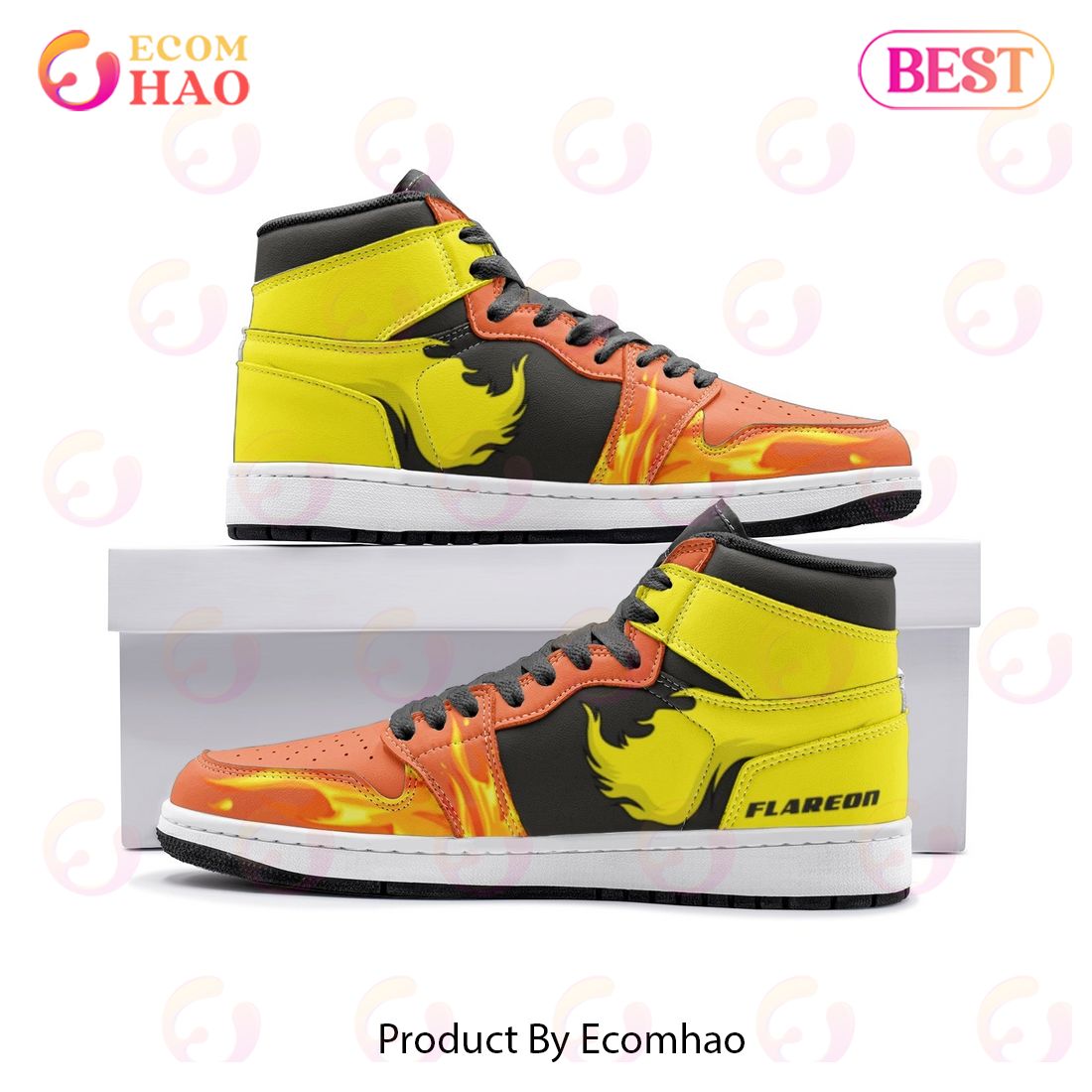 NEW] Flareon Pokemon Air Jordan 1, High Top Sneaker