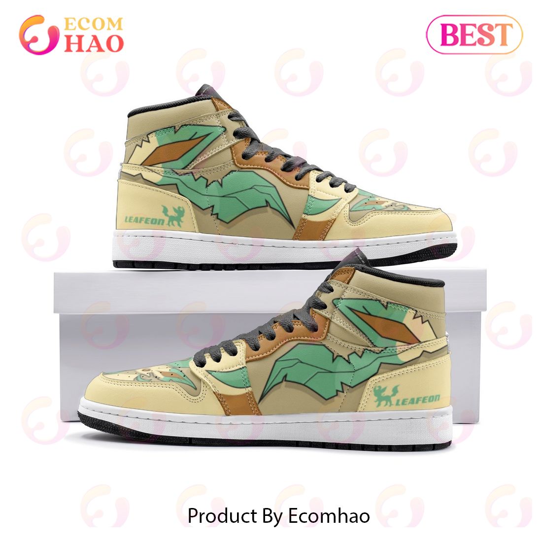 NEW] Leafeon Pokemon Air Jordan 1, High Top Sneaker