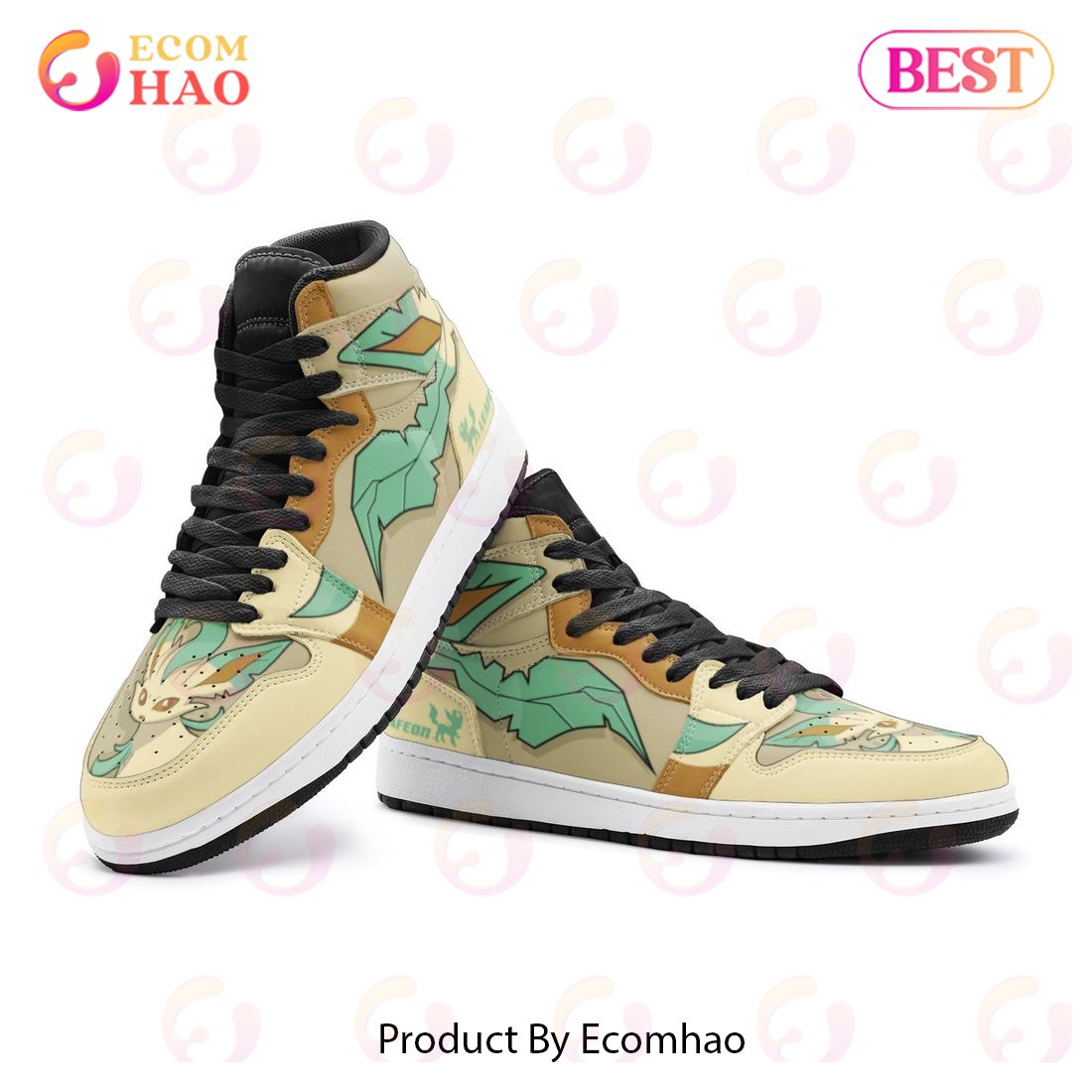 NEW] Leafeon Pokemon Air Jordan 1, High Top Sneaker