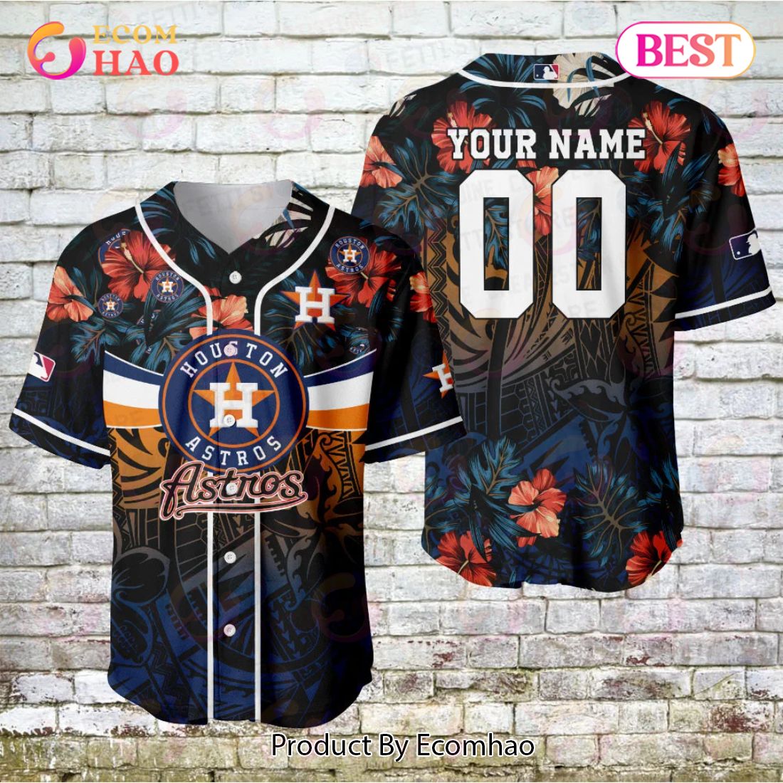 Houston Astros – Major League Baseball Customized AOP Baseball Jersey