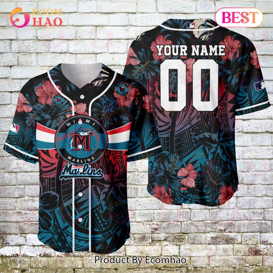 Miami Marlins – Major League Baseball Customized AOP Baseball Jersey