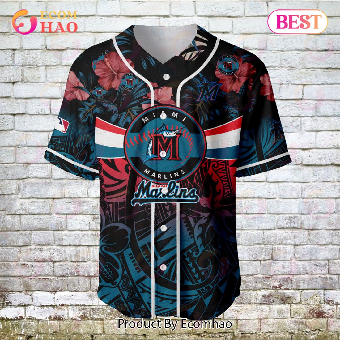 Miami Marlins – Major League Baseball Customized AOP Baseball Jersey