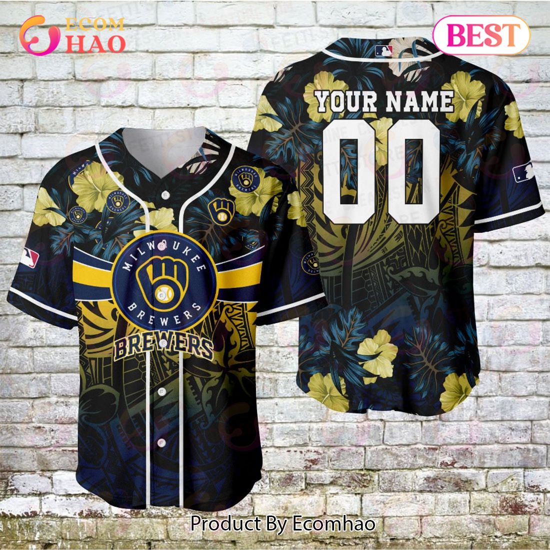 Milwaukee Brewers – Major League Baseball Customized AOP Baseball Jersey