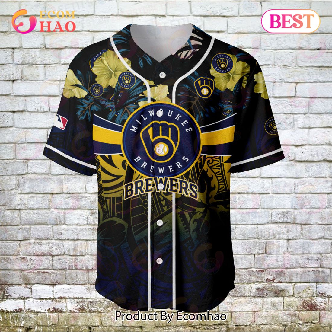 Milwaukee Brewers – Major League Baseball Customized AOP Baseball Jersey