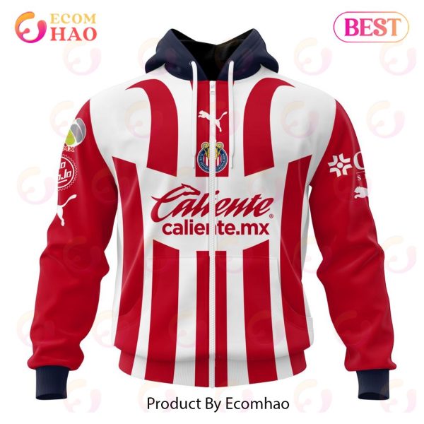 LIGA MX Chivas De Guadalajara 2023-2024 Home Kits 3D Hoodie