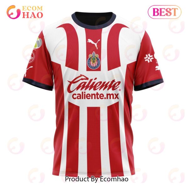 LIGA MX Chivas De Guadalajara 2023-2024 Home Kits 3D Hoodie