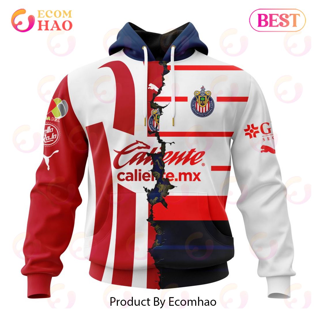 LIGA MX Chivas De Guadalajara 2023-2024 Home Mix Away Kits 3D Hoodie