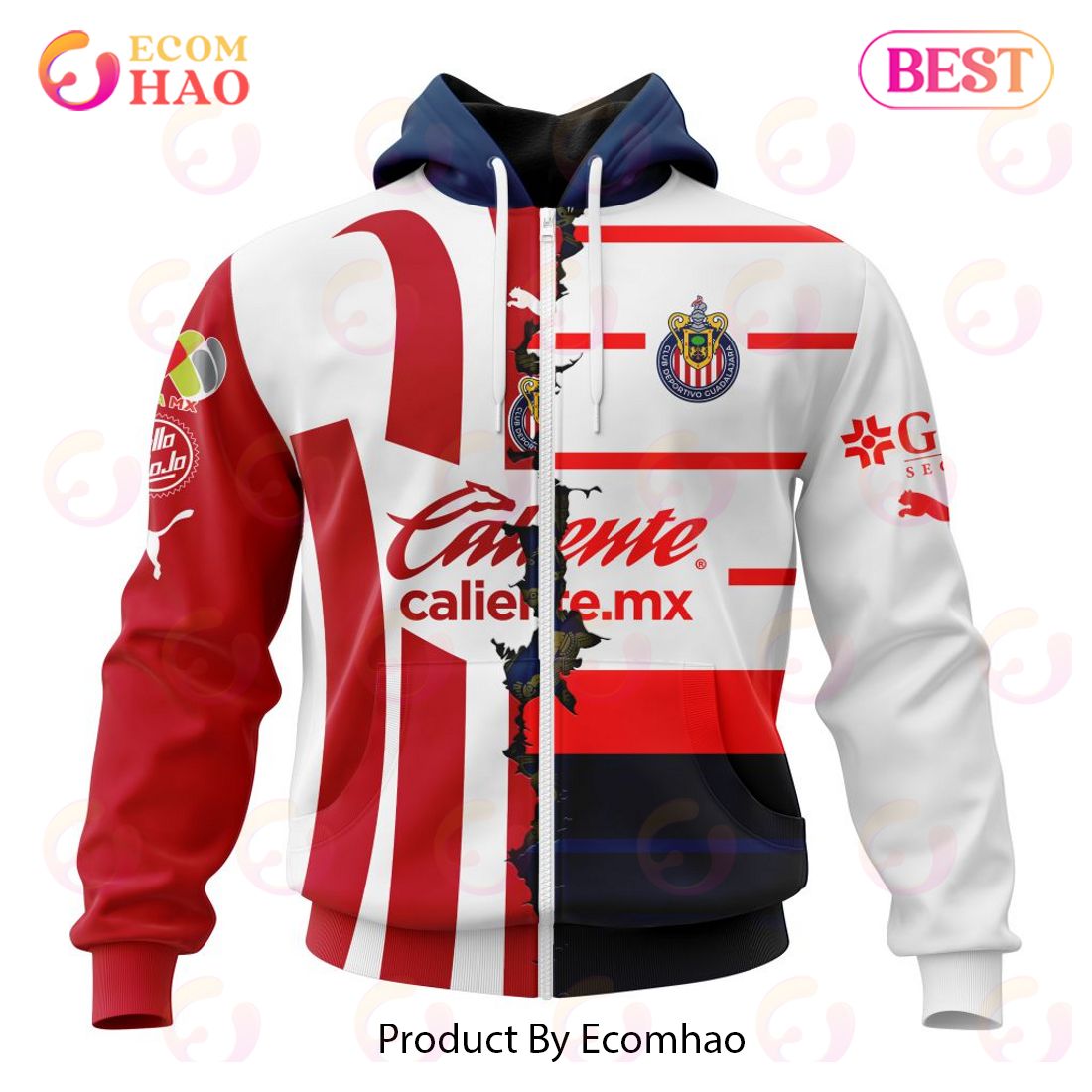 LIGA MX Chivas De Guadalajara 2023-2024 Home Mix Away Kits 3D Hoodie