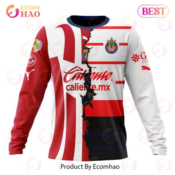 LIGA MX Chivas De Guadalajara 2023-2024 Home Mix Away Kits 3D Hoodie