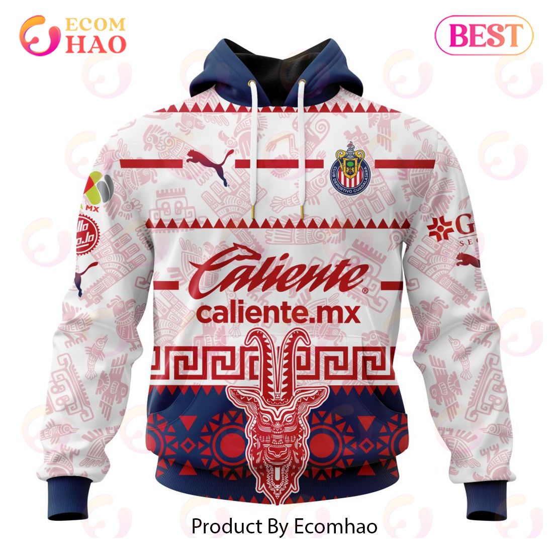 LIGA MX Chivas Guadalajara 2023 – 2024 Away Aztec Design 3D Hoodie