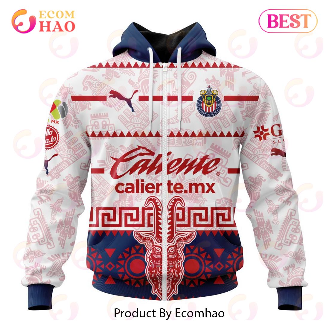 LIGA MX Chivas Guadalajara 2023 – 2024 Away Aztec Design 3D Hoodie