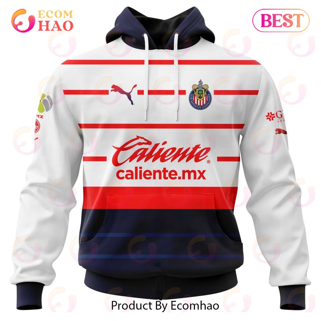 LIGA MX Chivas De Guadalajara 2023-2024 Home Kits 3D Hoodie