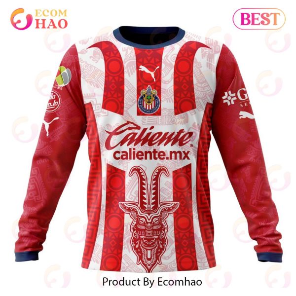 LIGA MX Chivas Guadalajara 2023 – 2024 Home Aztec Design 3D Hoodie
