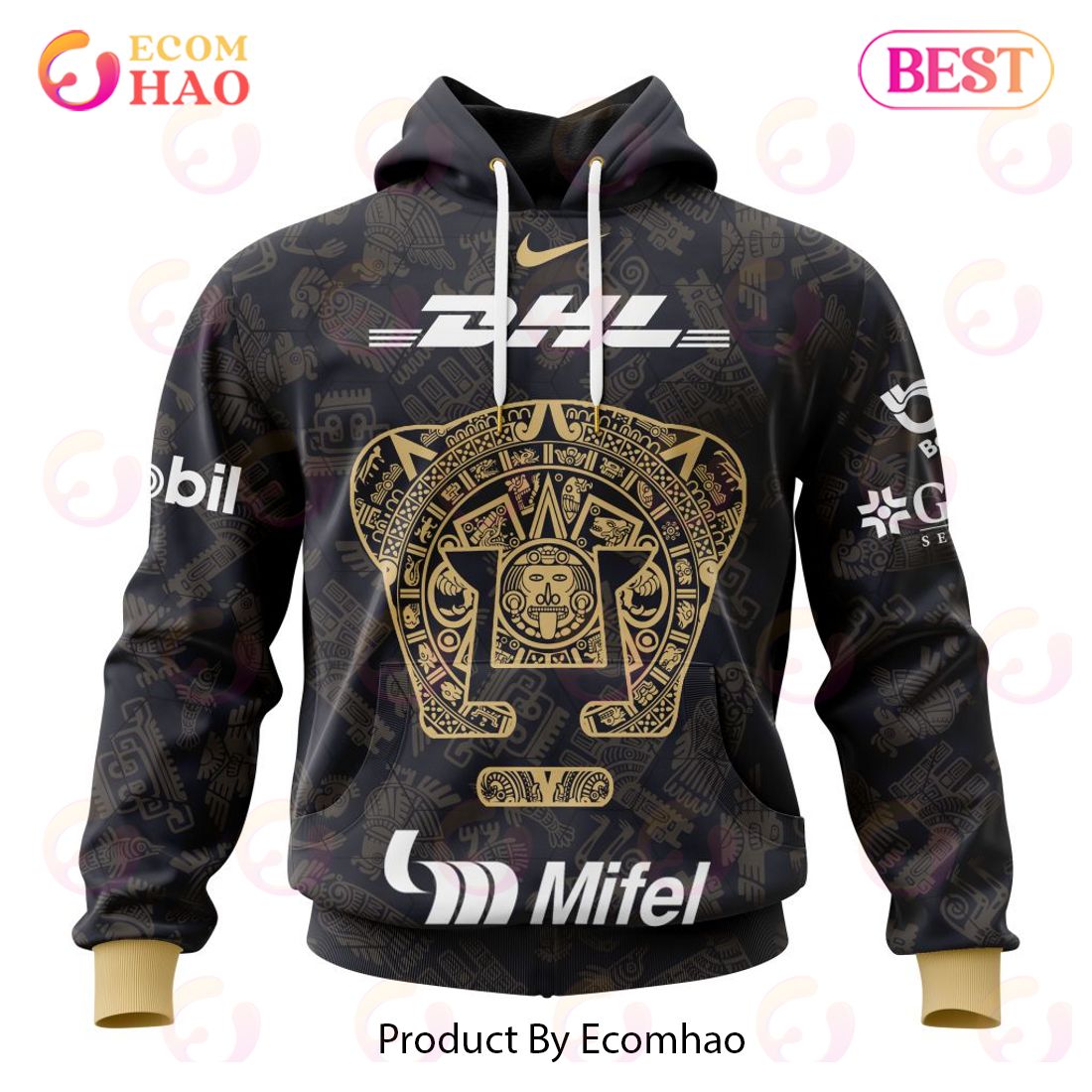 LIGA MX Pumas UNAM 2023 – 2024 Away Aztec Design 3D Hoodie