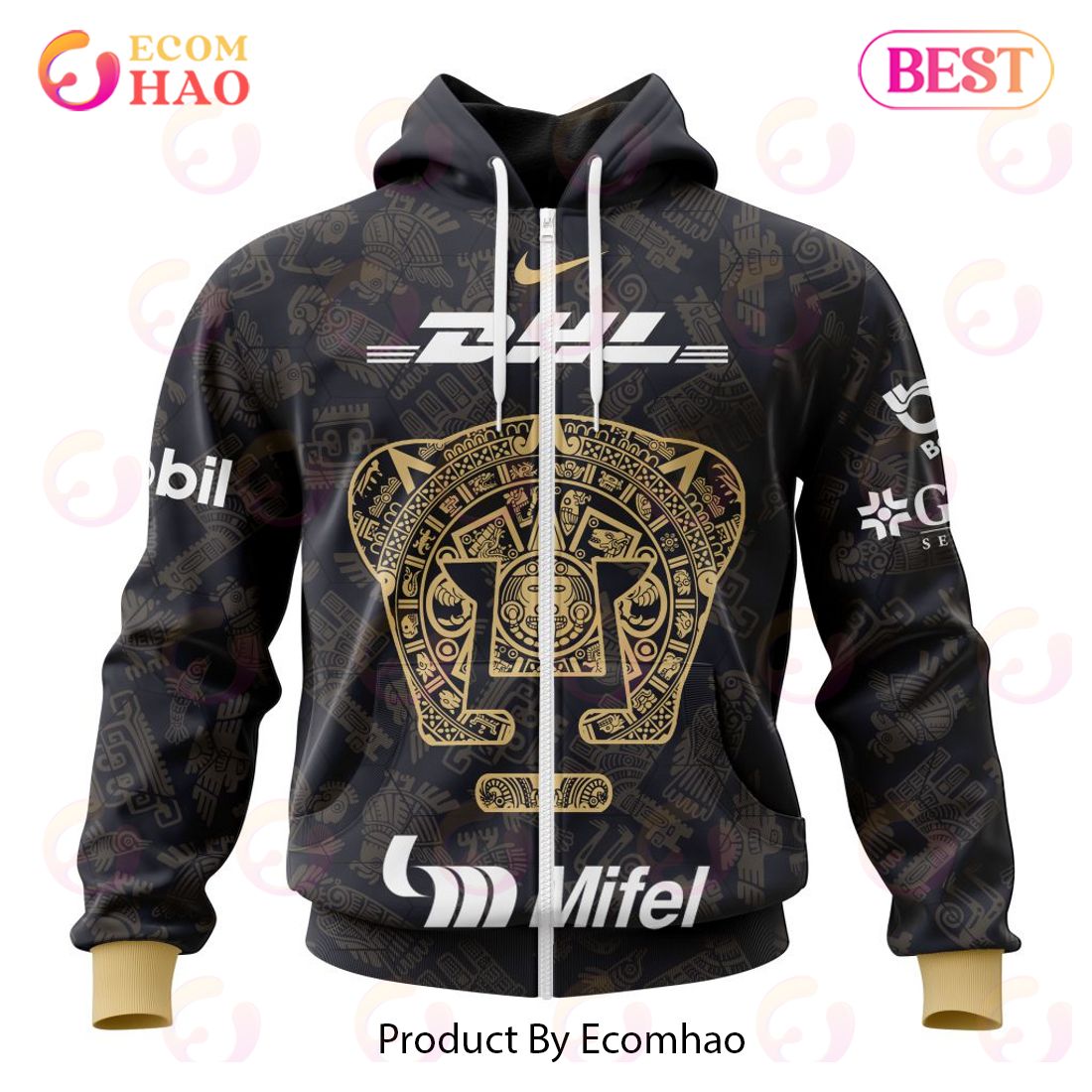 LIGA MX Pumas UNAM 2023 – 2024 Away Aztec Design 3D Hoodie