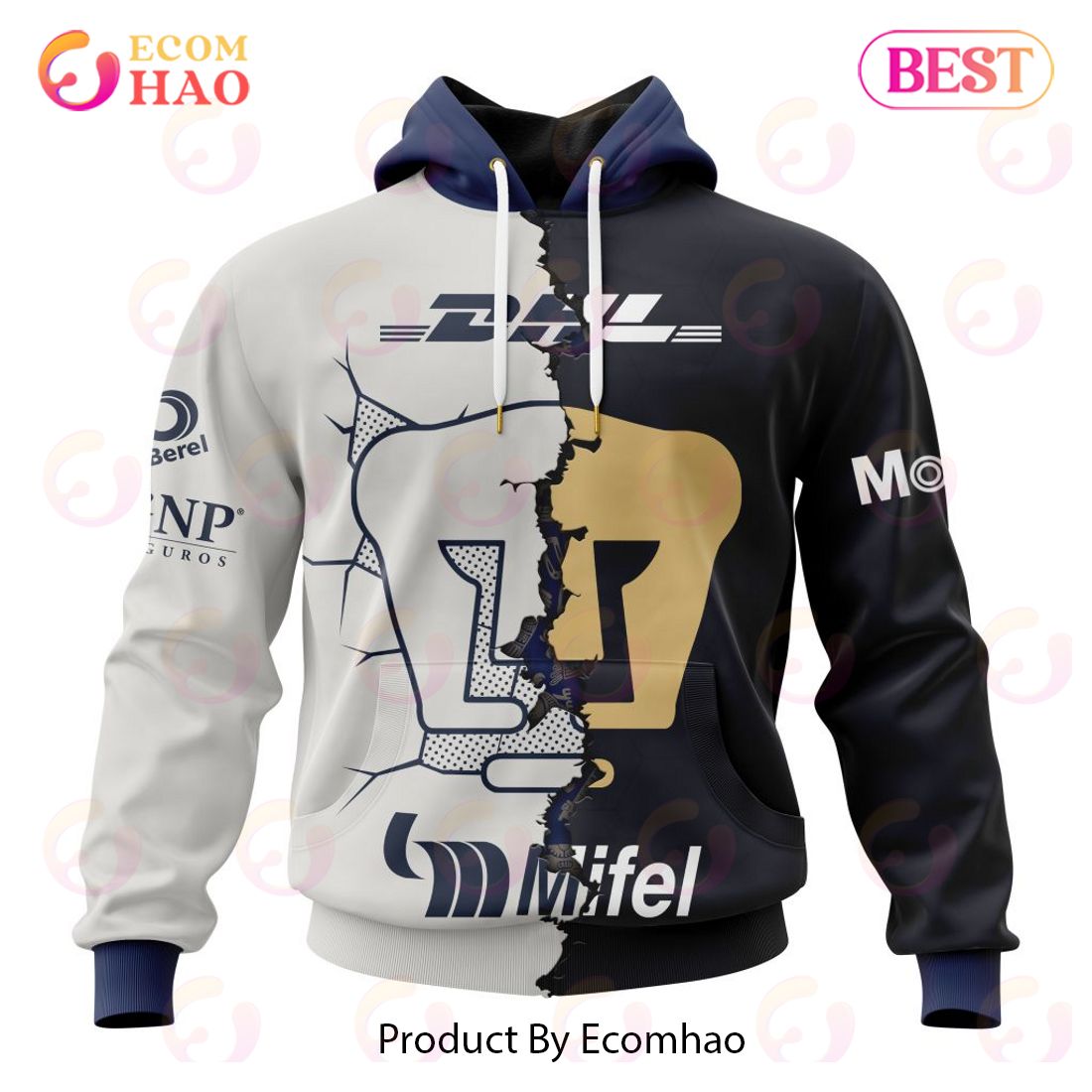 LIGA MX Pumas UNAM 2023 – 2024 Home Mix Away Design 3D Hoodie