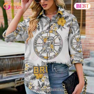 NEW] NHL Boston Bruins Hawaiian Design Woman Casual Shirt