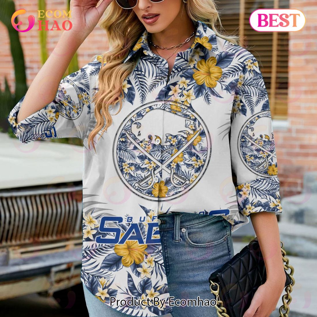 NEW] NHL Buffalo Sabres Hawaiian Design Woman Casual Shirt