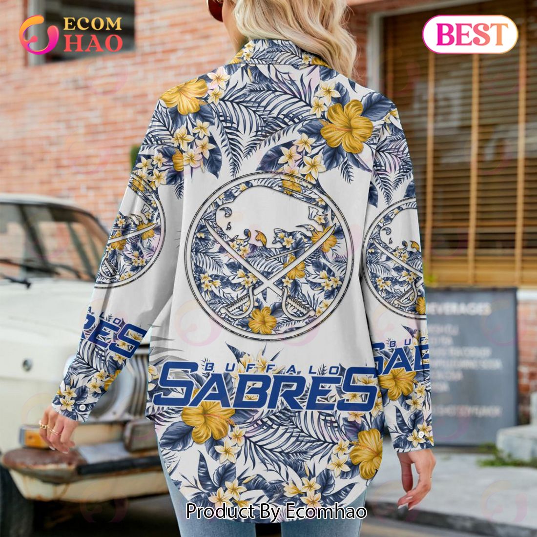 NEW] NHL Buffalo Sabres Hawaiian Design Woman Casual Shirt